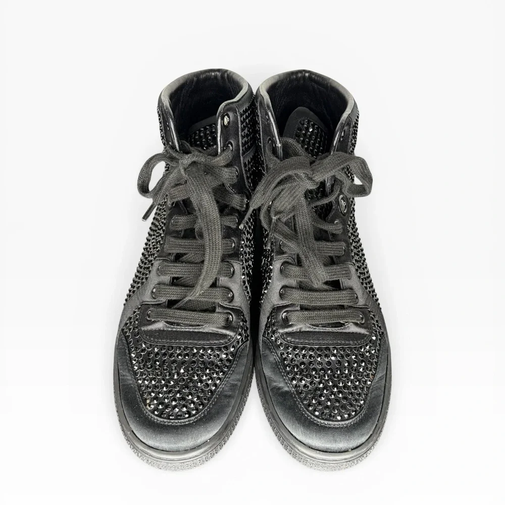 Gucci Black Studded Sneakers Size 37.5 - Picture 2 of 10